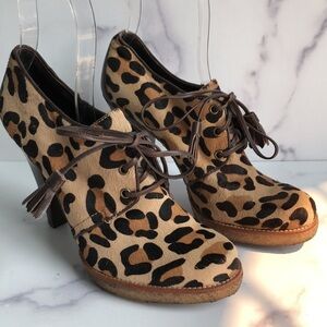 Coach Leopard Calf Hair Tullah Heels Booties Size 8.5B